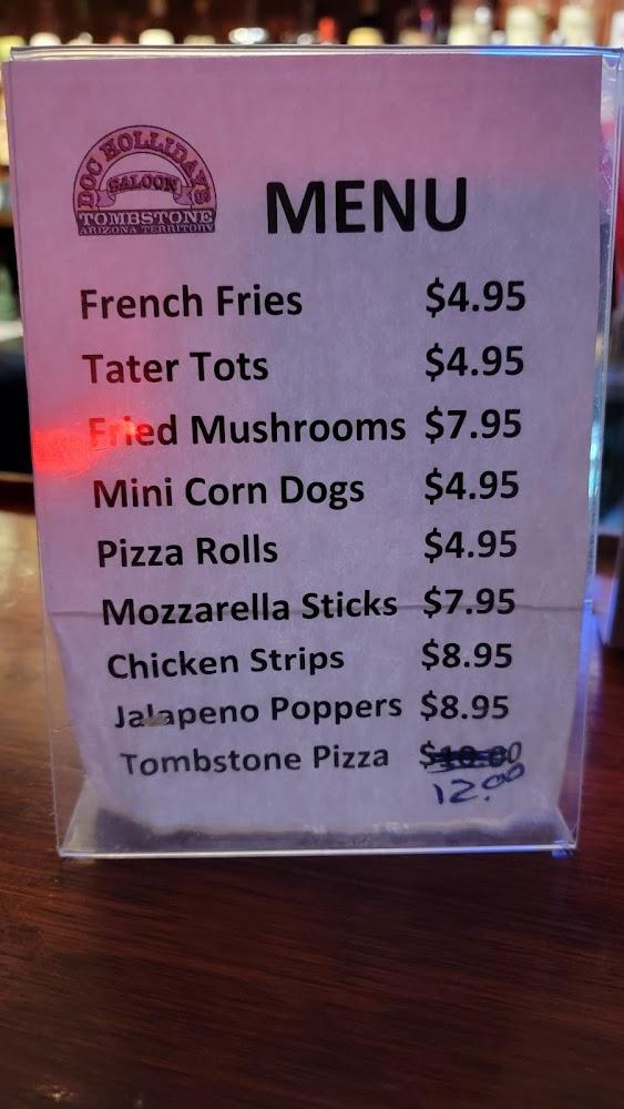 Doc Hollidays Saloon Menu image 1